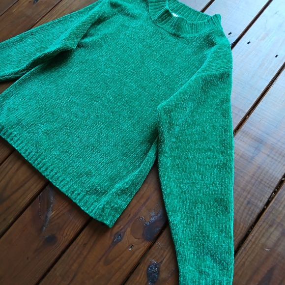 Vintage 90's L green fuzzy soft long sleeve mock neck sweater - Picture 3 of 8